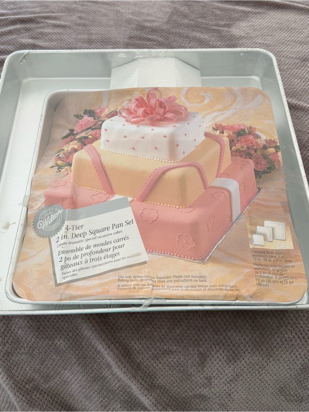 Wilton Pink and Cream 3-Tier Deep Square Cake Pan Set